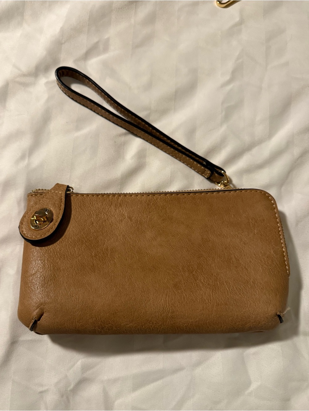 Leather Wristlet Wallet - Tan